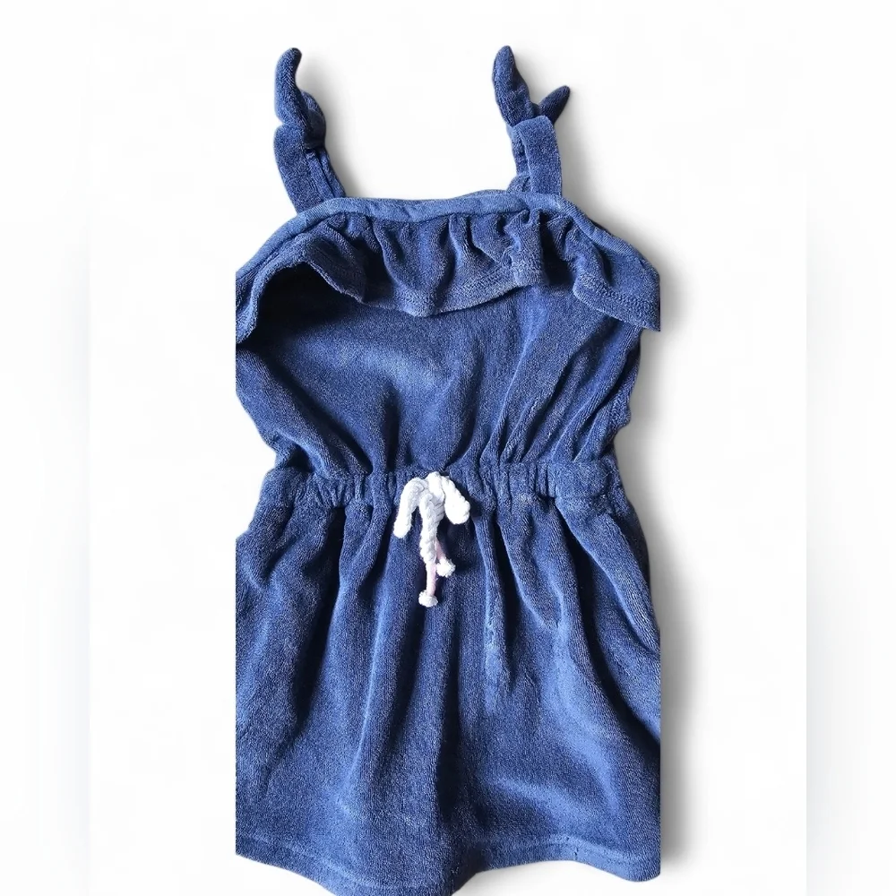 Ralph Lauren Baby Girl Terry Cover-Up Dress Navy Blue Size 9–12 Months